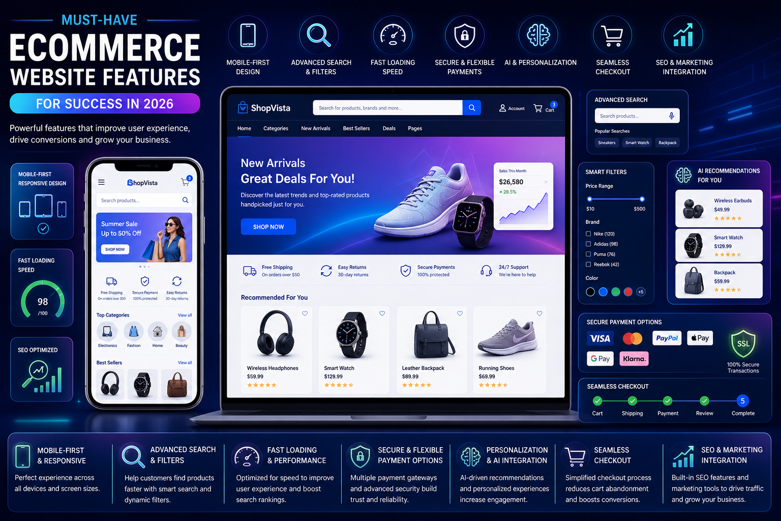 Key Features Every Ecommerce Website Must Have in 2026